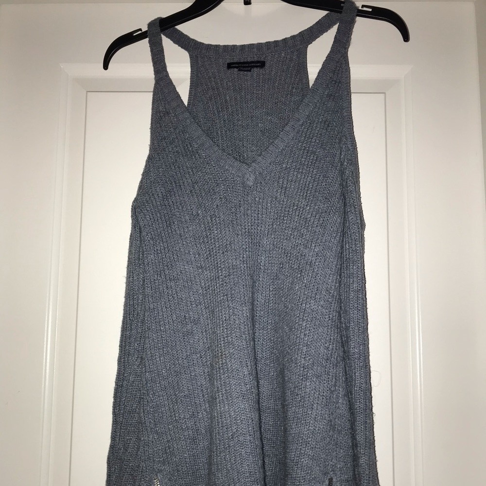 Blue Cold-Shoulder Sweater